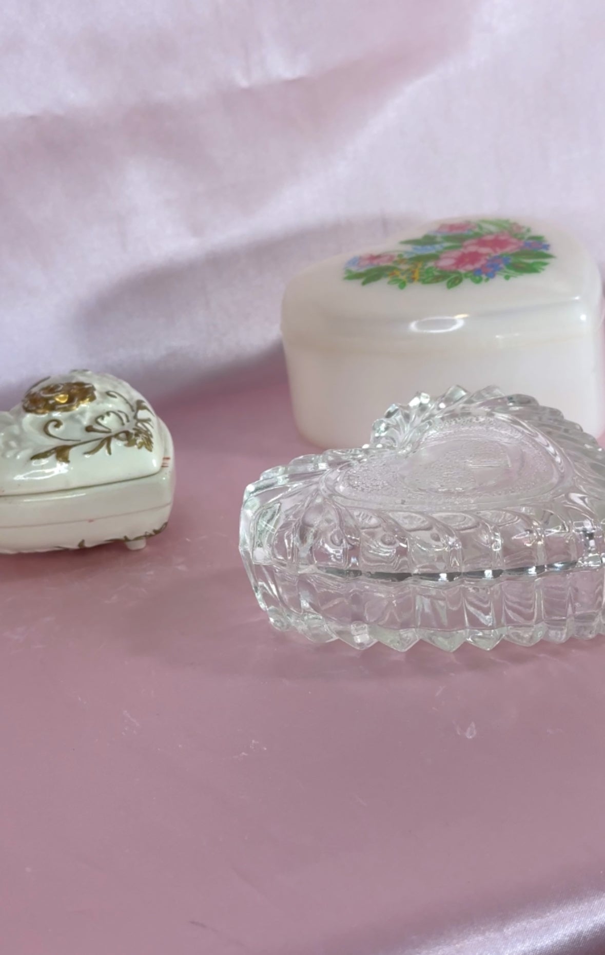 Variety of Vintage Heart Shaped Trinket/Jewelry Boxes