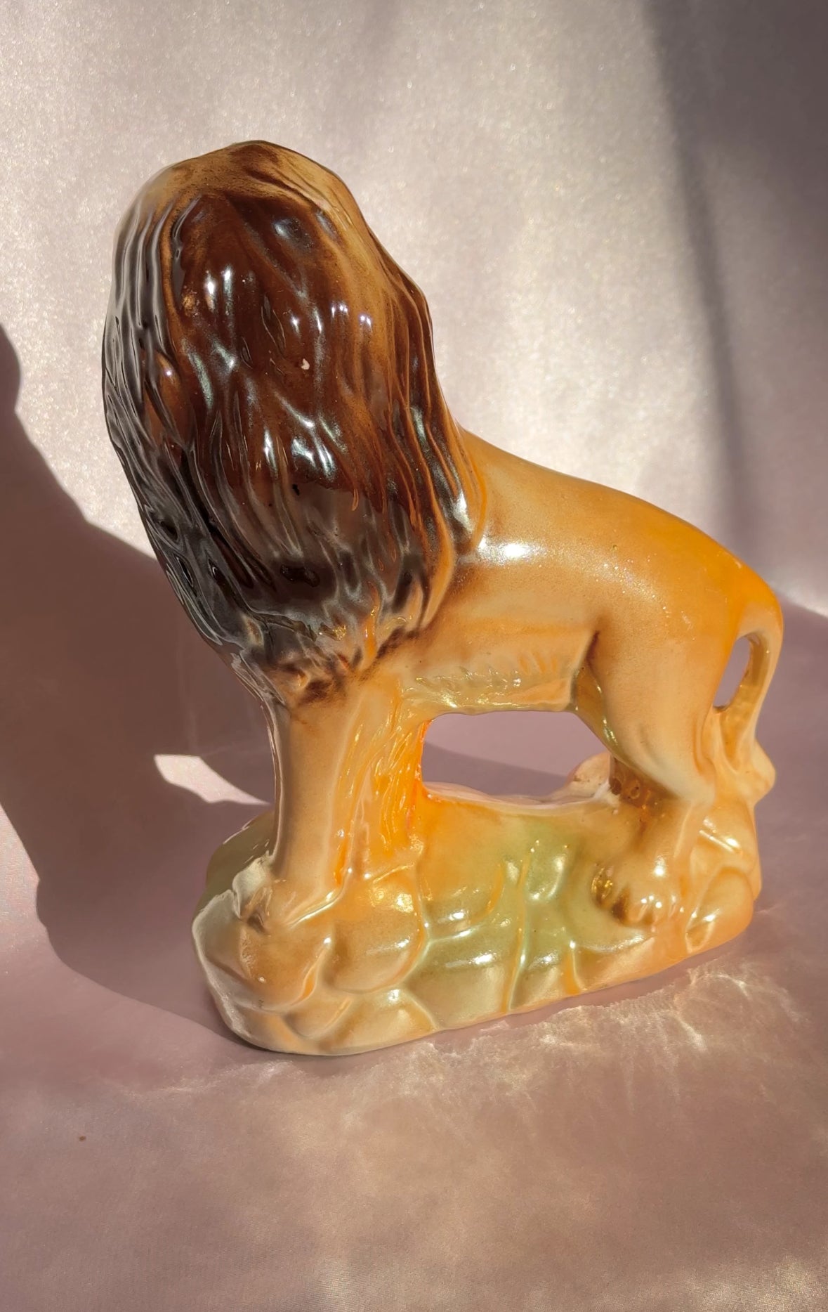 Mid Century Modern Ceramic Lusterware Lion Sculpture