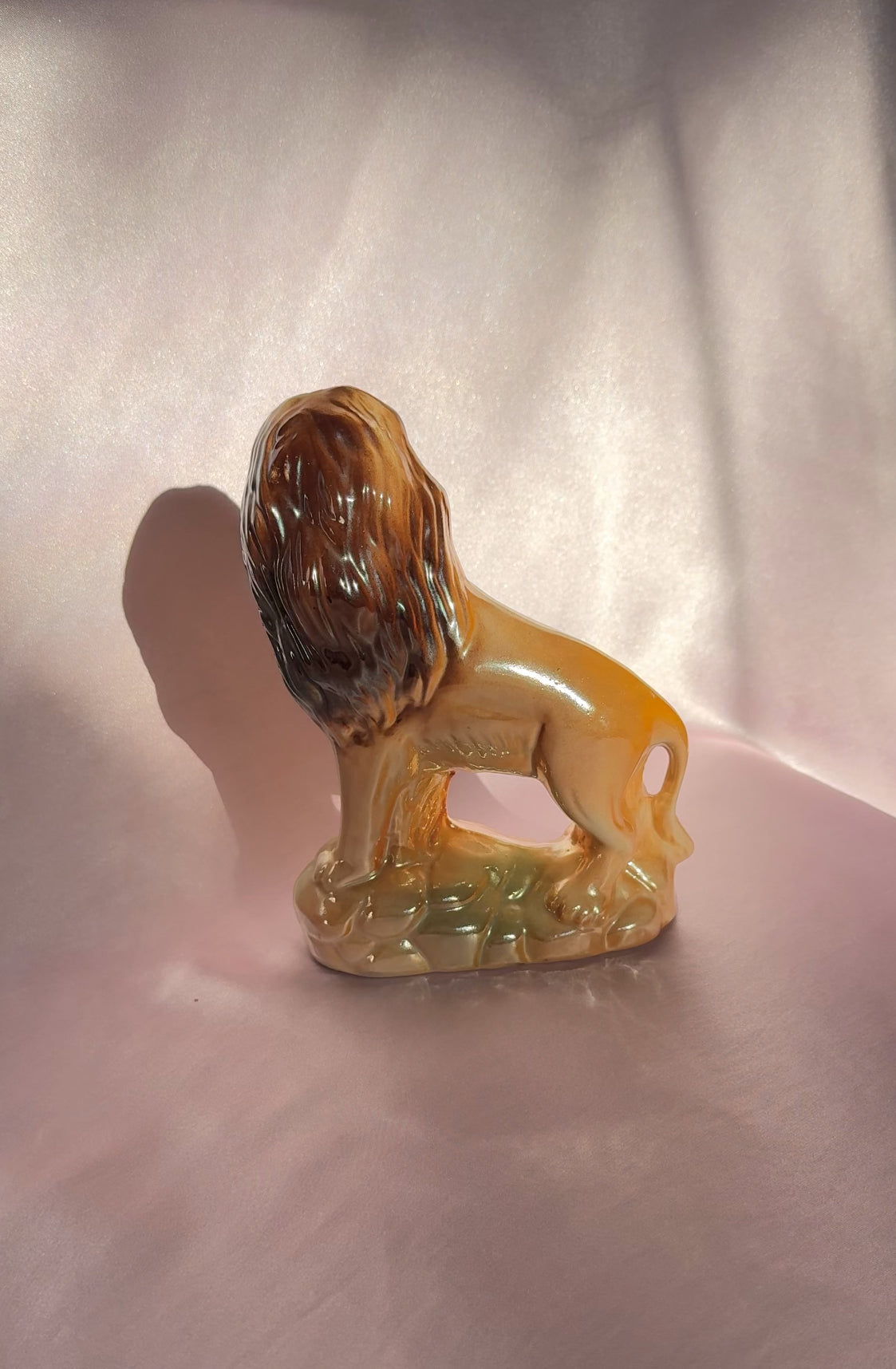 Mid Century Modern Ceramic Lusterware Lion Sculpture