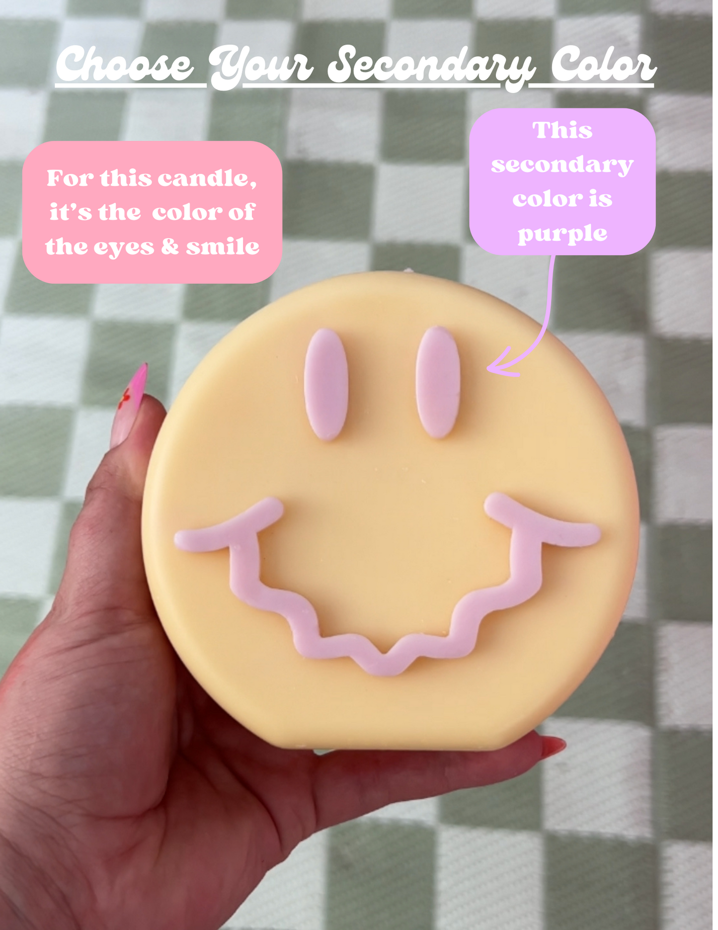 Psychedelic Smiley - Large Two Toned Squiggly Smiley Face Aesthetic Candle