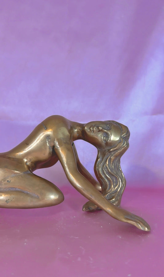 Large Art Deco Solid Brass Fallen Dancer Figurine