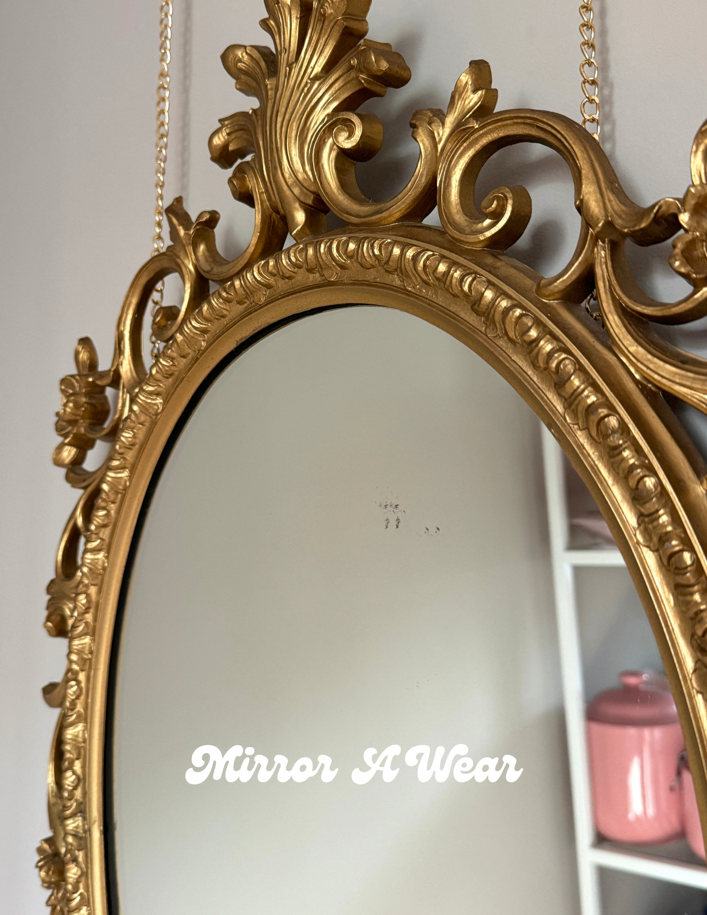 Vintage Syroco Style Ornate Gold Oval Wall Mirrors