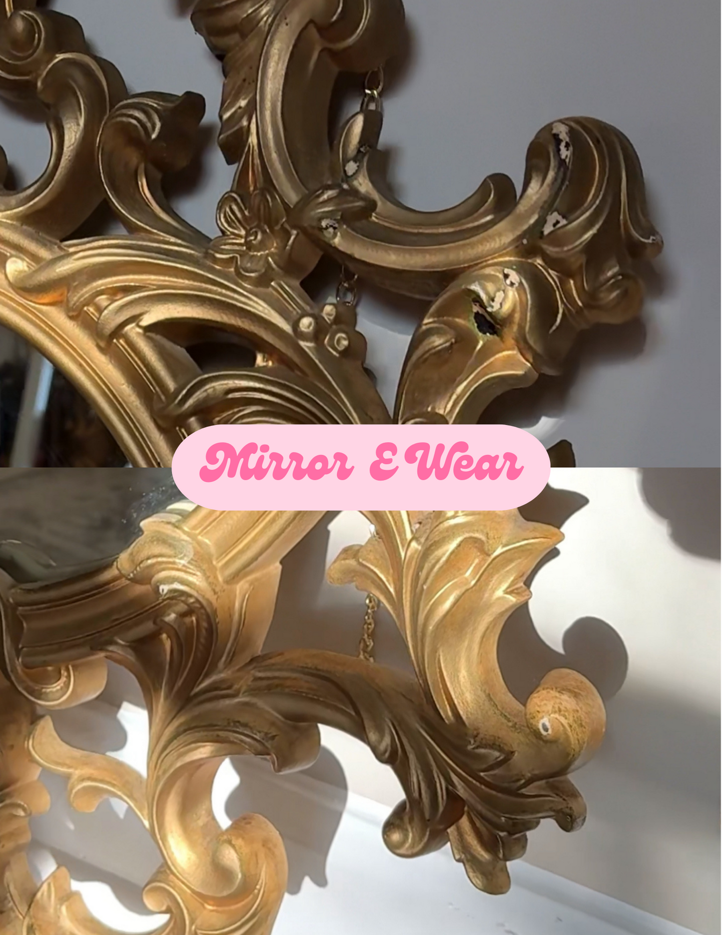 Vintage Syroco Style Ornate Gold Oval Wall Mirrors